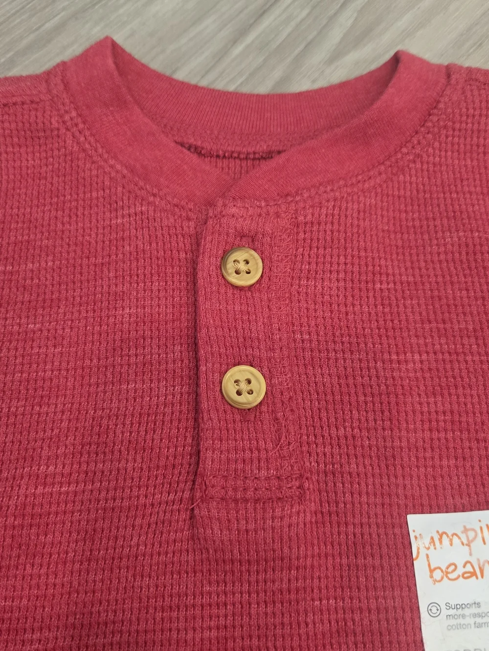 🎄 NWT Jumping Beans Baby Boy Christmas Holiday Red Thermal Henley Size 12M 🎄